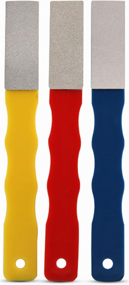 3Pcs Diamond Sharpening Hones Sets, Color Coded Diamond Sharpening Stone Kit, 3Grits #220,400,600 Flat Hand File Knife Sharpener for Hunting, Outdoor