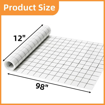 12 In x 8 FT Silicone Baking Mat Roll, Non-Stick Grid Pastry Mat Free Cutting, Heat Resistant Food Grade Counter Mat, Air Fryer Liner for Pizza, biscuit, Pie Crust