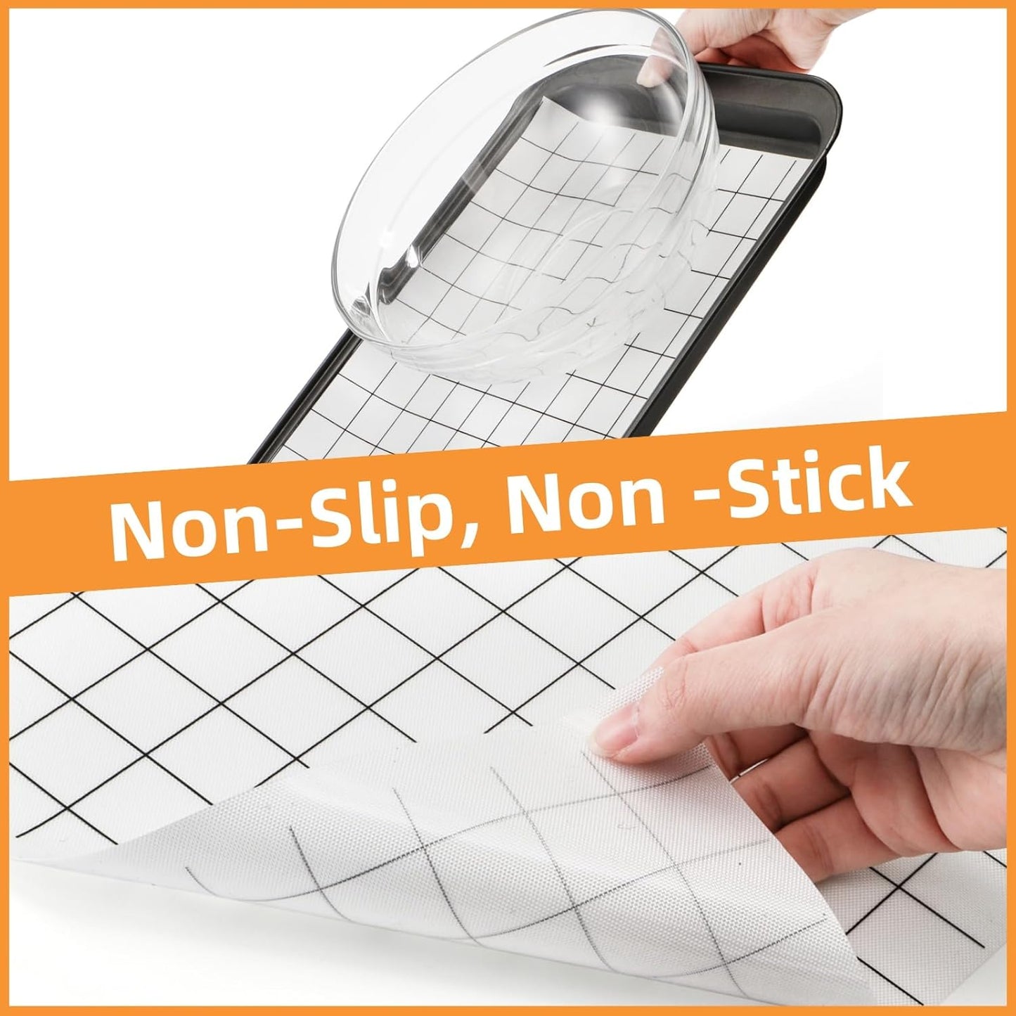 12 In x 8 FT Silicone Baking Mat Roll, Non-Stick Grid Pastry Mat Free Cutting, Heat Resistant Food Grade Counter Mat, Air Fryer Liner for Pizza, biscuit, Pie Crust
