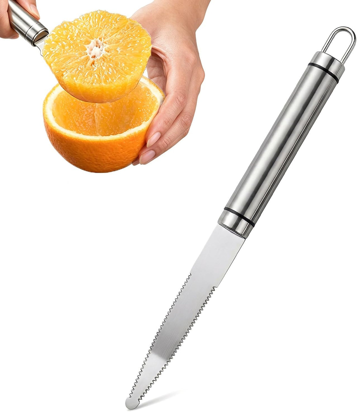 Grapefruit Knife, Curved Double-Sided Serrated Stainless Steel, 1-Pack
