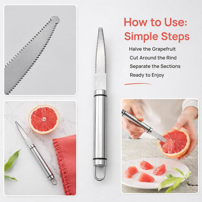 Grapefruit Knife, Curved Double-Sided Serrated Stainless Steel, 1-Pack