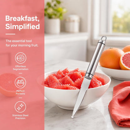 Grapefruit Knife, Curved Double-Sided Serrated Stainless Steel, 1-Pack
