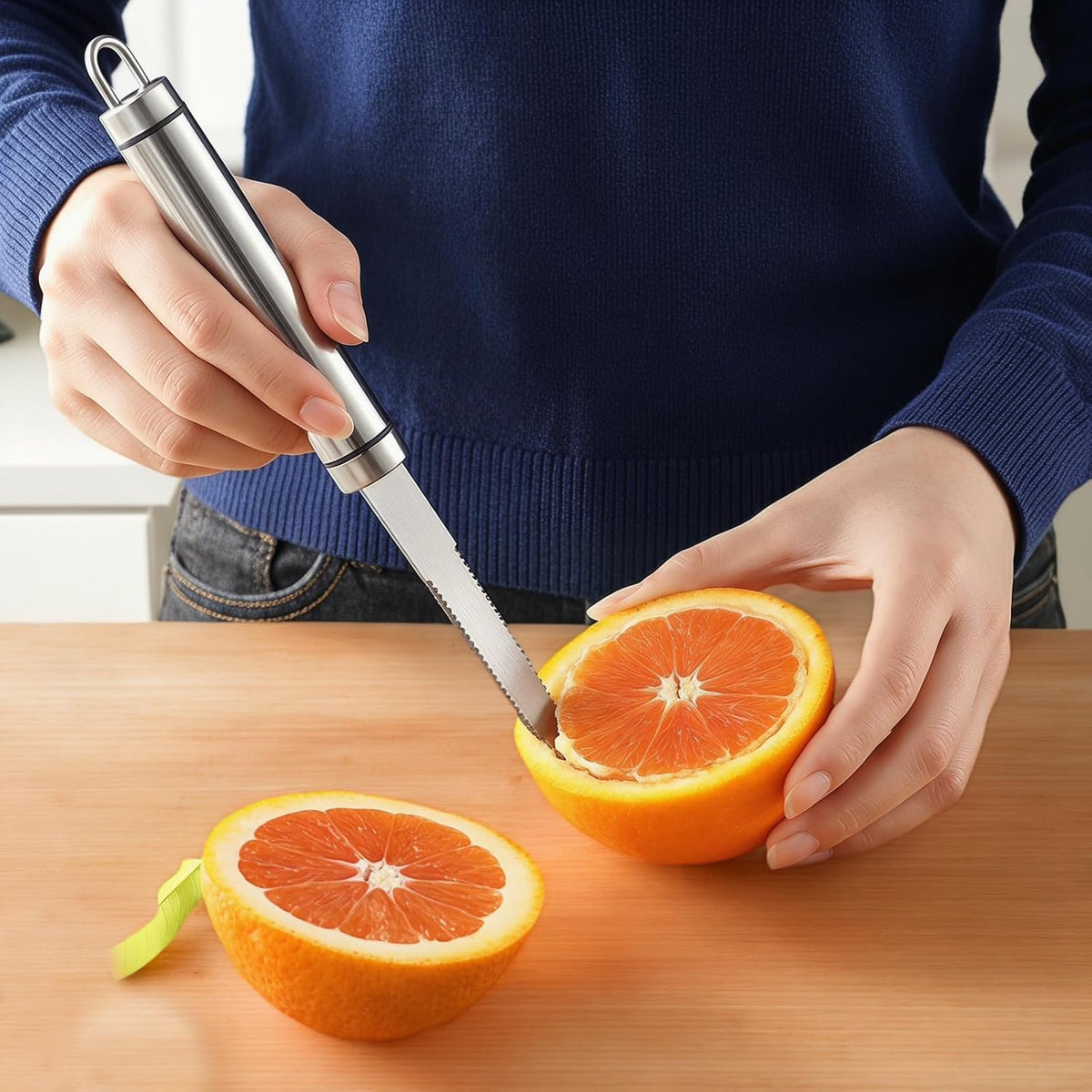 Grapefruit Knife, Curved Double-Sided Serrated Stainless Steel, 1-Pack
