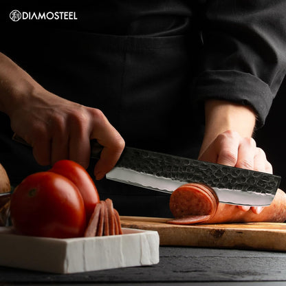 Utility Knife - 5-Inch Professional Kitchen Utility Knife - Hammered Black Oxide Blade Japanese 9CR18MOV High Carbon Stainless Steel - Ergonomic Pakkawood Handle with Present Box