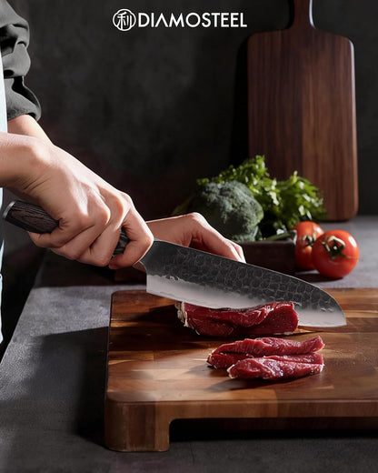 Utility Knife - 5-Inch Professional Kitchen Utility Knife - Hammered Black Oxide Blade Japanese 9CR18MOV High Carbon Stainless Steel - Ergonomic Pakkawood Handle with Present Box