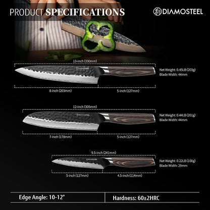 Utility Knife - 5-Inch Professional Kitchen Utility Knife - Hammered Black Oxide Blade Japanese 9CR18MOV High Carbon Stainless Steel - Ergonomic Pakkawood Handle with Present Box