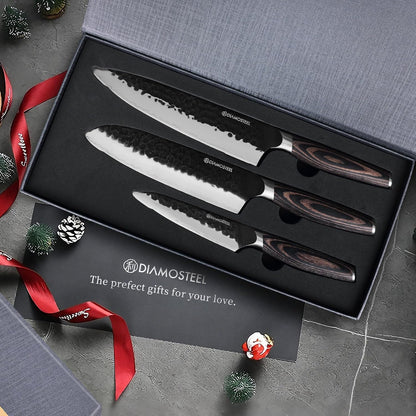 Utility Knife - 5-Inch Professional Kitchen Utility Knife - Hammered Black Oxide Blade Japanese 9CR18MOV High Carbon Stainless Steel - Ergonomic Pakkawood Handle with Present Box