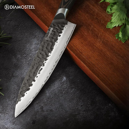 Utility Knife - 5-Inch Professional Kitchen Utility Knife - Hammered Black Oxide Blade Japanese 9CR18MOV High Carbon Stainless Steel - Ergonomic Pakkawood Handle with Present Box