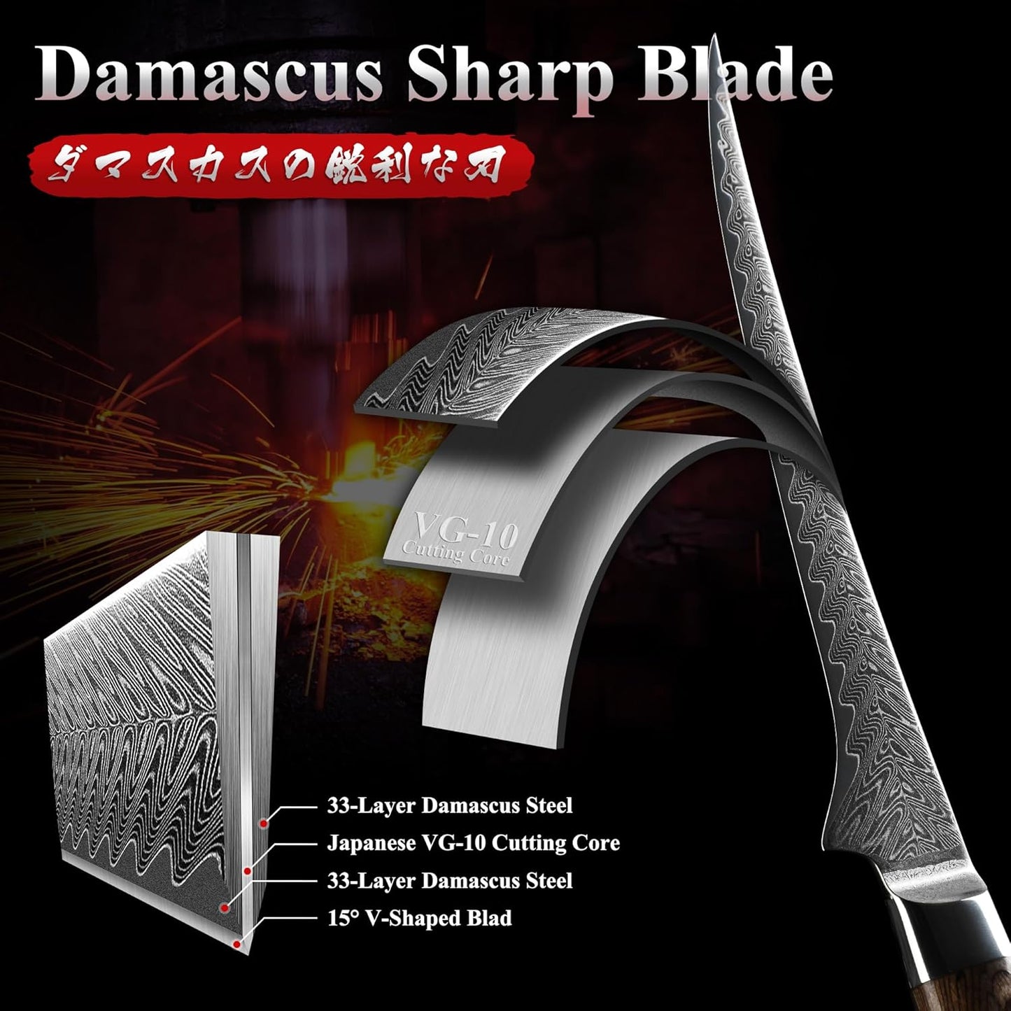 Chef Boning Knife | Full Tang Deboing Fruit Potato Knife