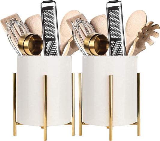 Utensil Organizer for kitchen, Knives and Forks with Shiny metal frame Tray for Farmhouse Kitchen Decor and Countertop(6.3 * 4.33inch)