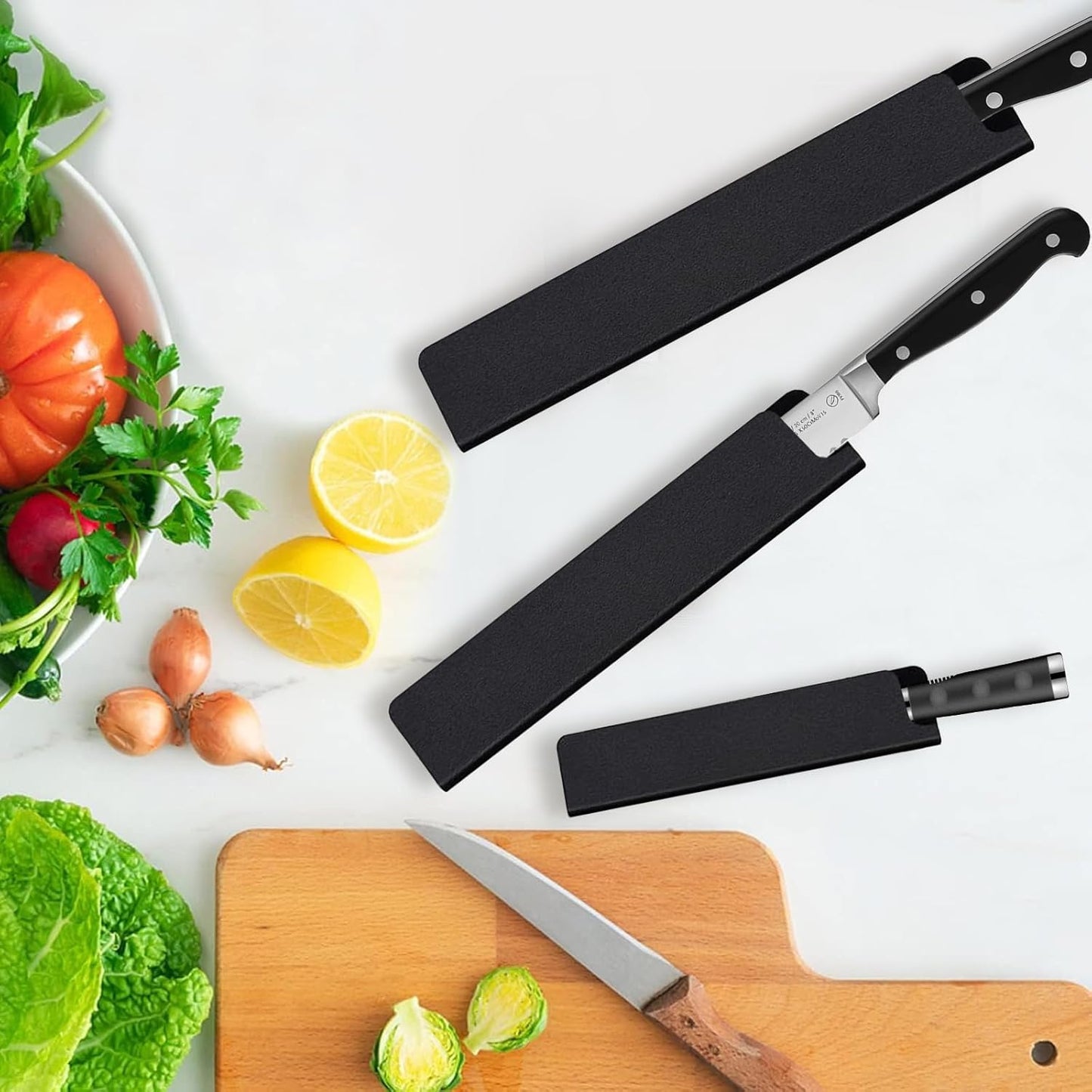 Chef Knife Roll Bag,Portable Knife Roll Waxed Canvas Knife Bag for Chefs Professional,Knife Bag Roll with 7 Slots,Attached 6 Pieces Knife Cover Guard for Home Storage, Traveling,Camping