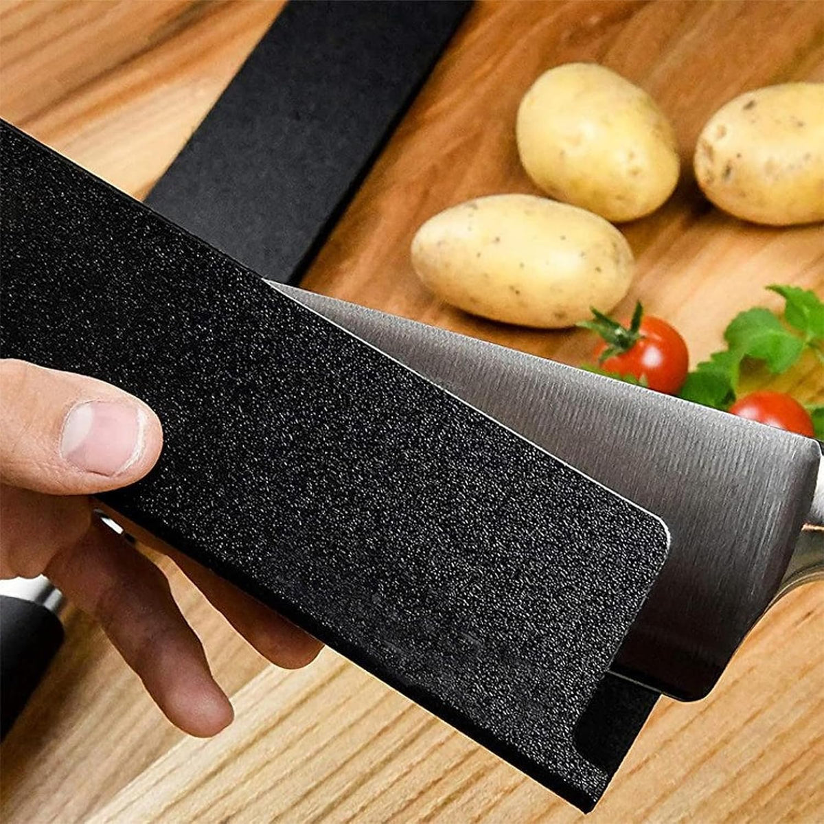 Chef Knife Roll Bag,Portable Knife Roll Waxed Canvas Knife Bag for Chefs Professional,Knife Bag Roll with 7 Slots,Attached 6 Pieces Knife Cover Guard for Home Storage, Traveling,Camping