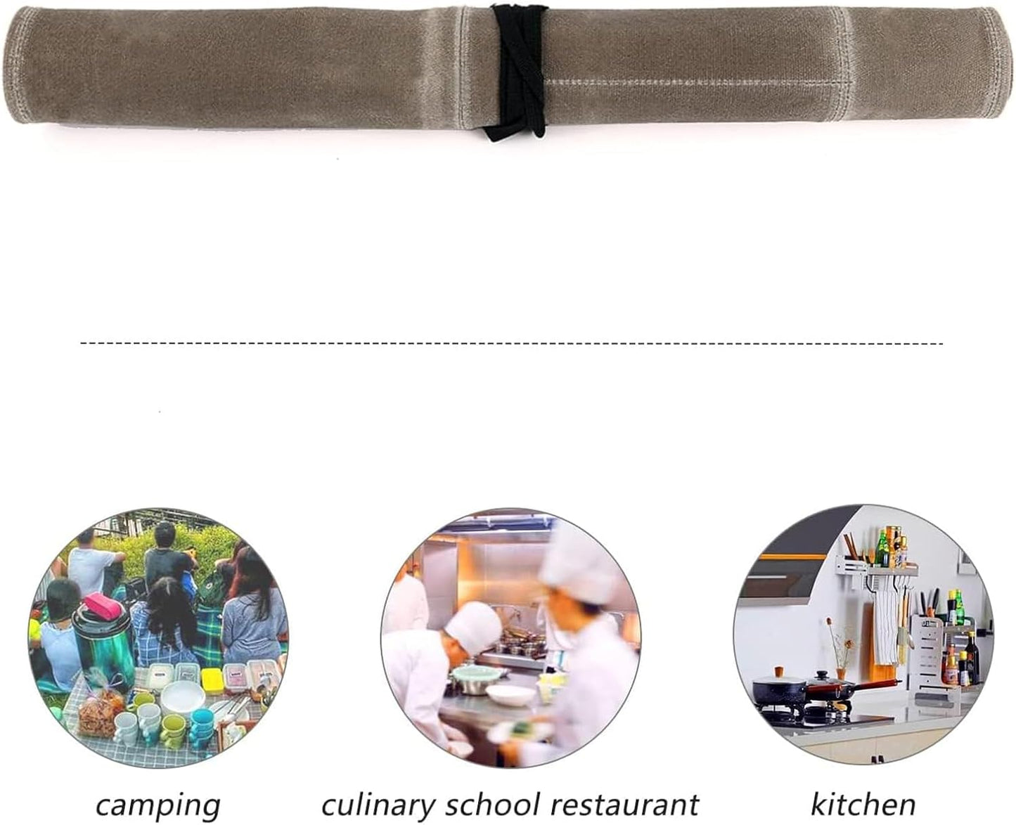 Chef Knife Roll Bag,Portable Knife Roll Waxed Canvas Knife Bag for Chefs Professional,Knife Bag Roll with 7 Slots,Attached 6 Pieces Knife Cover Guard for Home Storage, Traveling,Camping