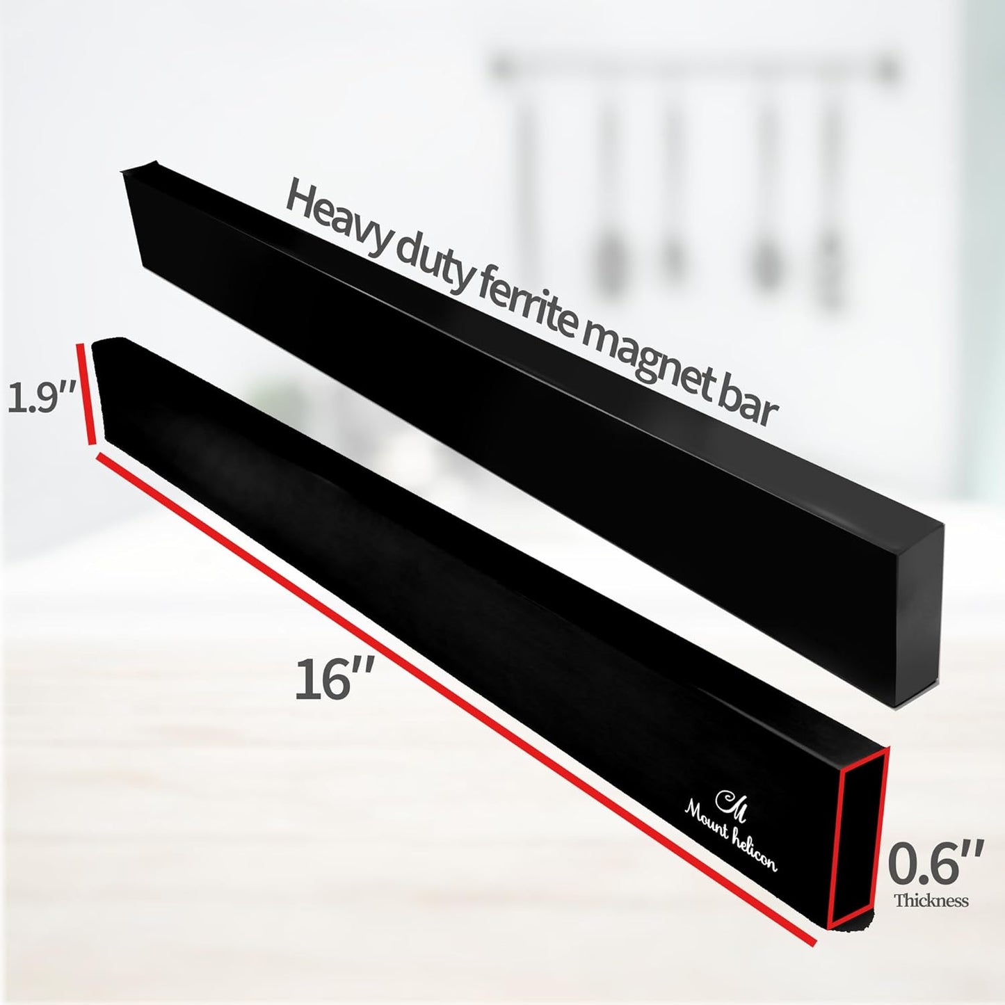 16 Inch Heavy Duty Kitchen Knife Magnetic Strip with Additional 5 Hooks-Multipurpose Stainless Steel Magnetic Tools, Knife Holder-Strong Magnetic Knife Holders for Wall No Drill required (Silver)