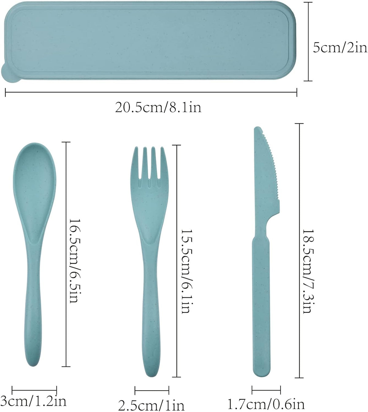 Zoyiancy 2 Sets Reusable Utensil Set with Case, Green, Blue Travel Utensils | Spoon Knife Fork Lunch Box, Wheat Straw, Portable Easy To Carry, Dishwasher Safe, Office School Camping Travel Daily Use