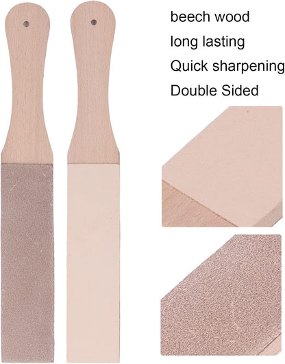 Double Sided Leather Strop Kit, Knife Strop Leather Strop Knife Stropping Block for Woodworking Sharpening Honing Knives Leather Knife Sharpening Polishing(#01)