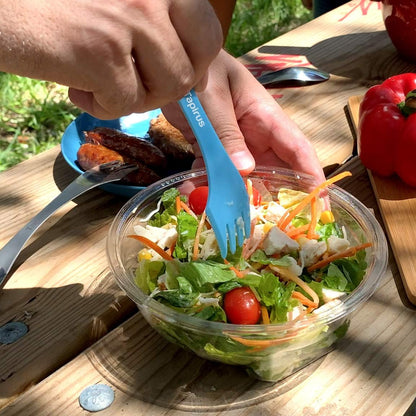 Tapirus - Camping Sporks to Go V8 Set - 7" BPA Free Plastic Sporks Reusable - Camping Spoon Fork Knife Combo with Bottle Opener & Case - For Hiking, Hunting, Backpacking Utensils, MREs - Pack of 8
