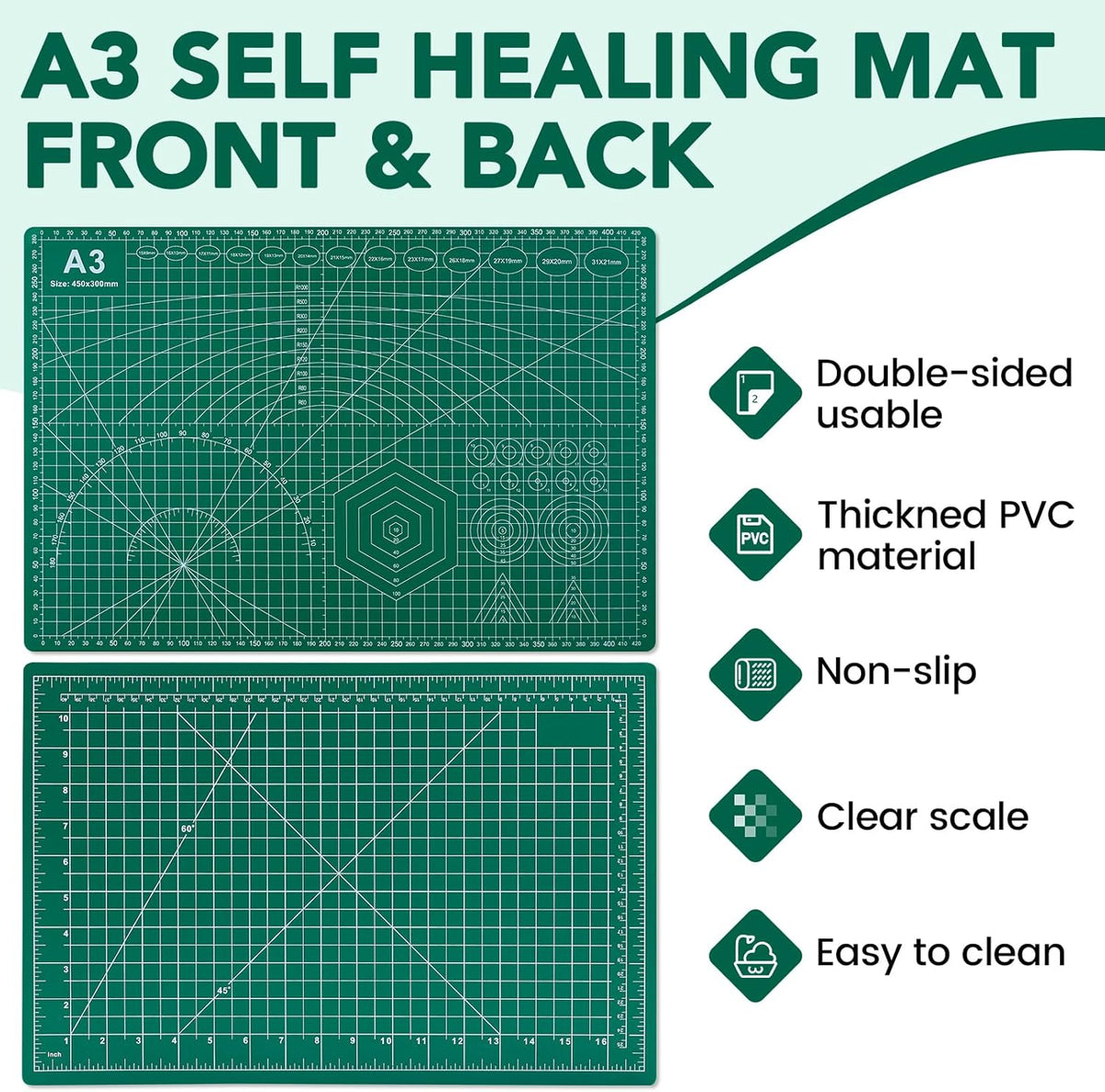 Cutting Mat 12"x18", 10 Pack Double-Sided 5-Ply Self Healing Sewing Cutting Mat, Cutting Mats Board for Crafts-Sewing, Fabric, Quilting, Scrapbooking Project