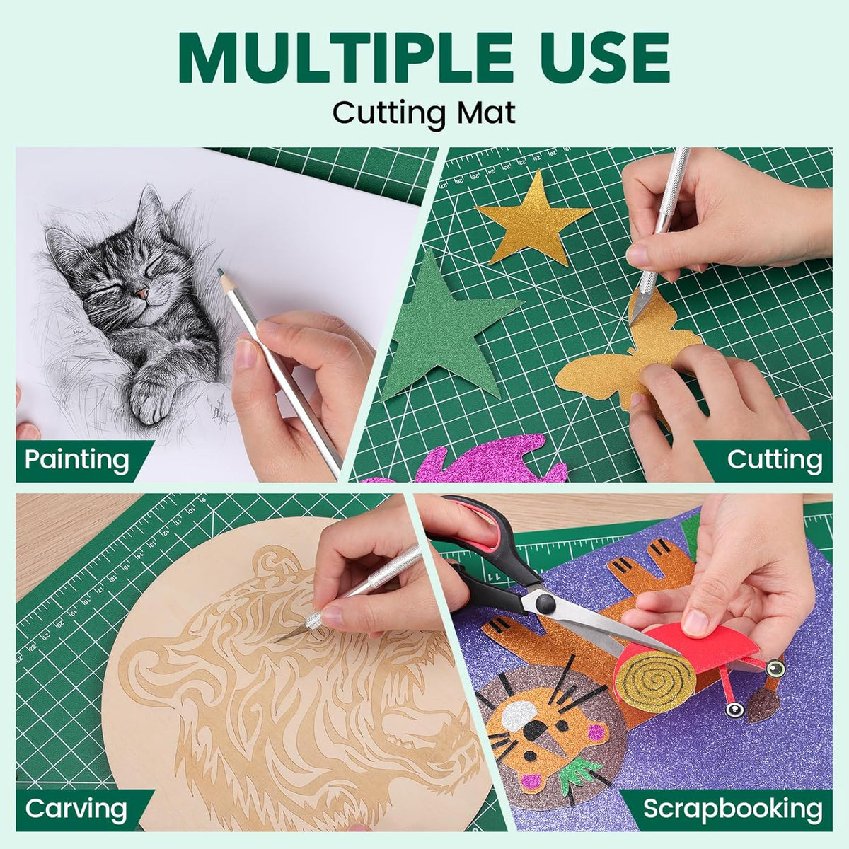 Cutting Mat 12"x18", 10 Pack Double-Sided 5-Ply Self Healing Sewing Cutting Mat, Cutting Mats Board for Crafts-Sewing, Fabric, Quilting, Scrapbooking Project