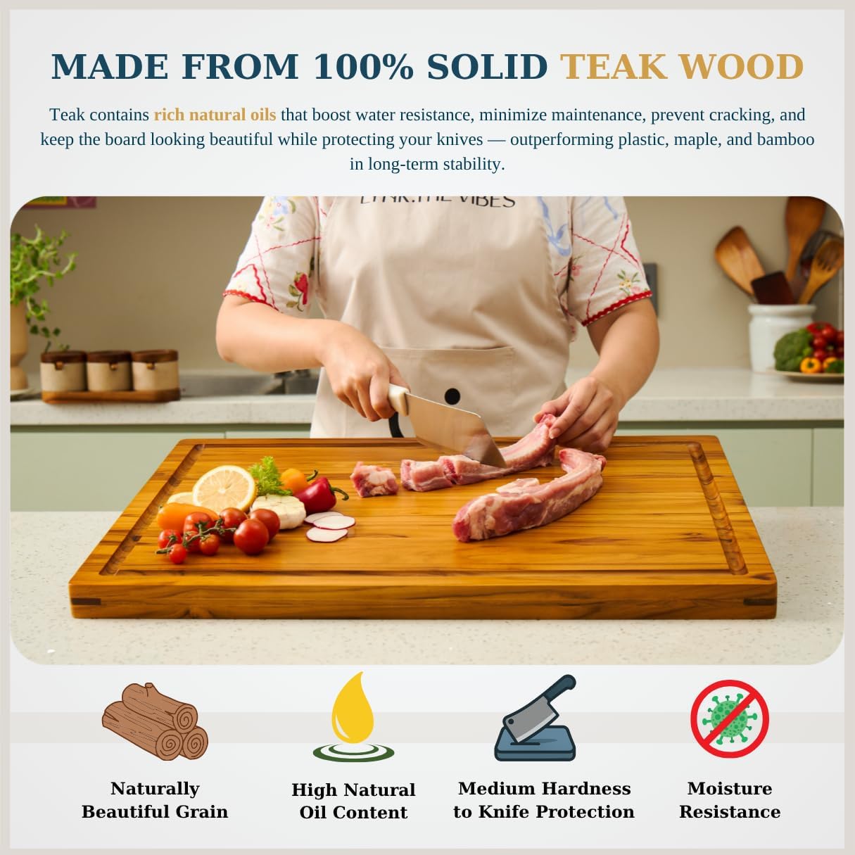 Bearchop Square Acacia Wood Cutting Board for Kitchen with 4-Side Reinforced Bar for Anti Crack/Warp, [14"x14"x1.25"] End Grain Cutting Board, Wooden Butcher Block with Gift Box