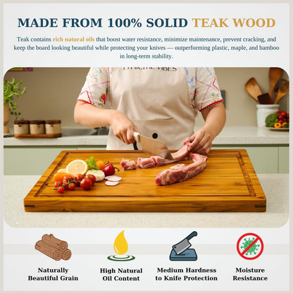 Bearchop Square Acacia Wood Cutting Board for Kitchen with 4-Side Reinforced Bar for Anti Crack/Warp, [14"x14"x1.25"] End Grain Cutting Board, Wooden Butcher Block with Gift Box