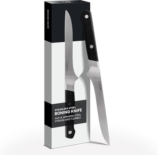 6" Stainless Steel Boning Knife – Precision Blade for Trimming, Deboning & Butchering – High-Carbon Steel for Razor-Sharp Edge – Ergonomic Handle for Control - Black