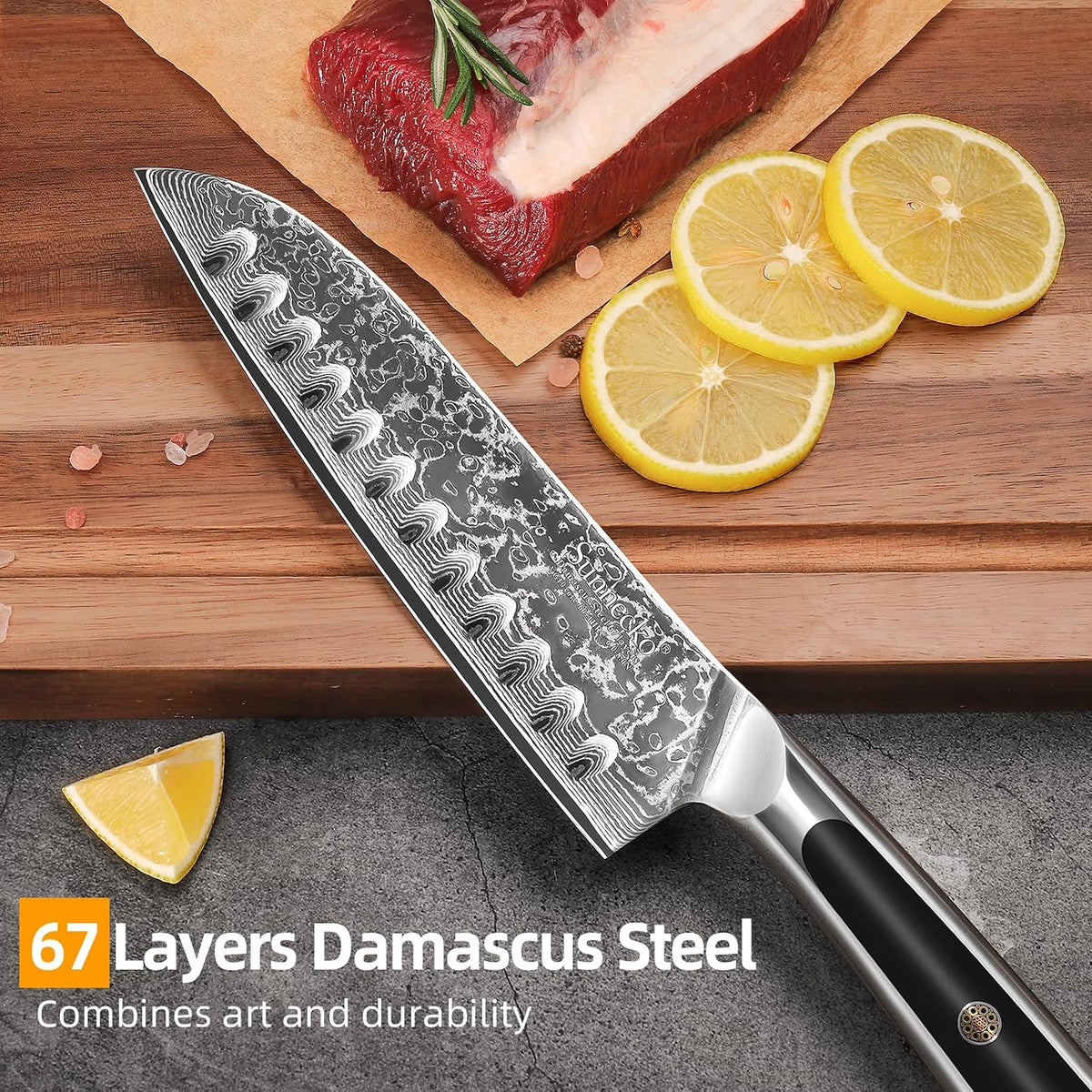 Kitchen Knife Japanese Damascus Santoku Knife 7 Inch