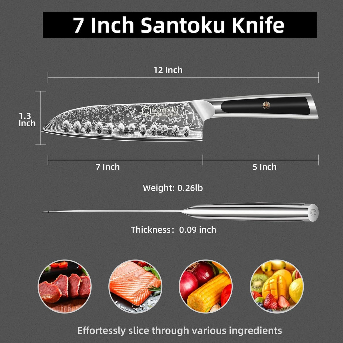 Kitchen Knife Japanese Damascus Santoku Knife 7 Inch