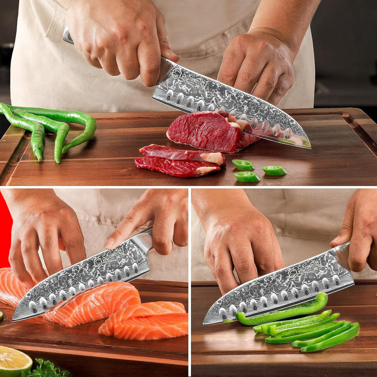 Kitchen Knife Japanese Damascus Santoku Knife 7 Inch