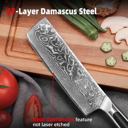 Kitchen Knife Japanese Damascus Santoku Knife 7 Inch