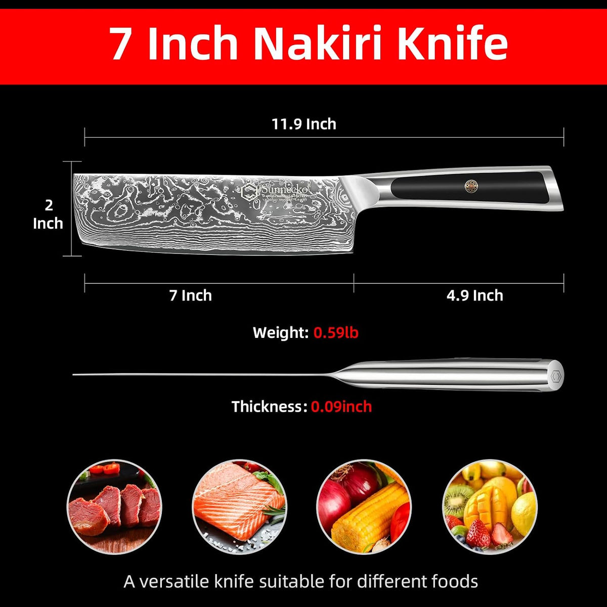 Kitchen Knife Japanese Damascus Santoku Knife 7 Inch