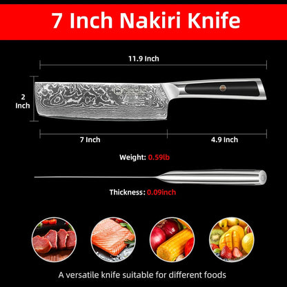 Kitchen Knife Japanese Damascus Santoku Knife 7 Inch