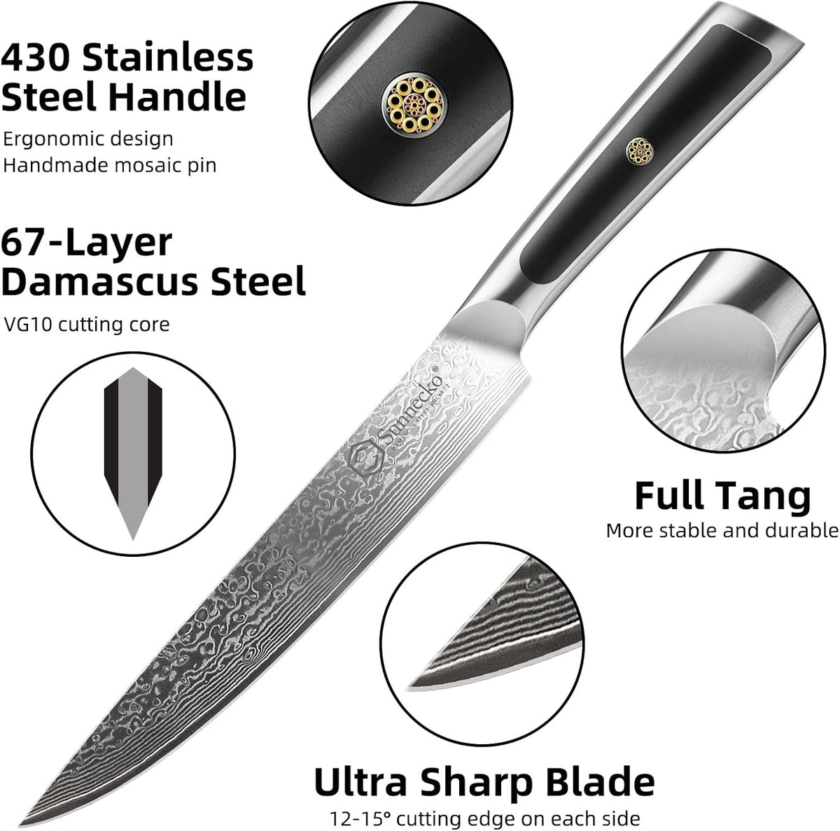 Kitchen Knife Japanese Damascus Santoku Knife 7 Inch