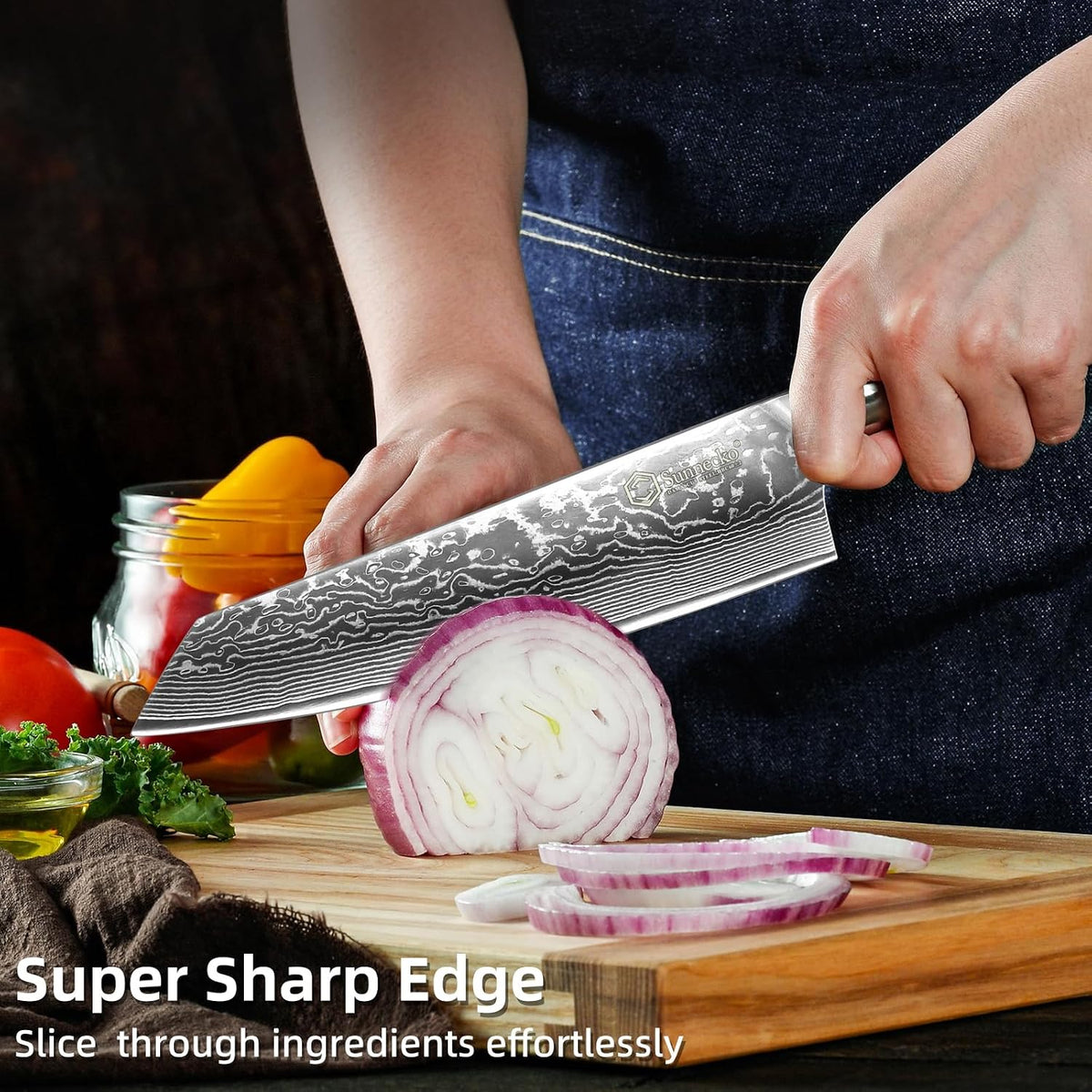 Kitchen Knife Japanese Damascus Santoku Knife 7 Inch