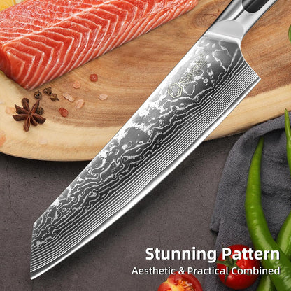 Kitchen Knife Japanese Damascus Santoku Knife 7 Inch
