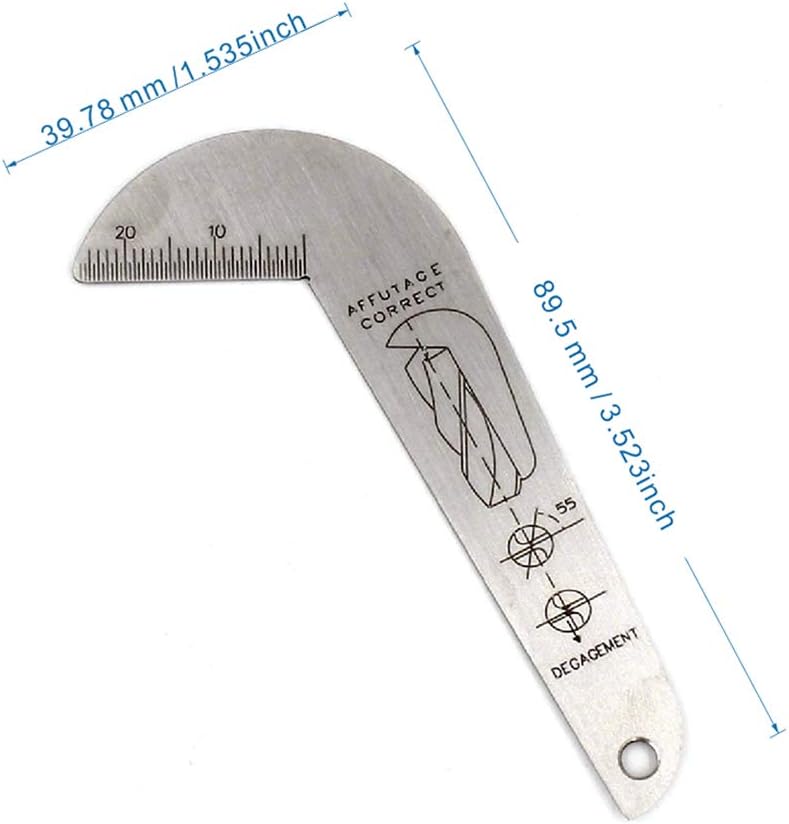 118 Degree Drill Bit Angle Gauge Drill Bit Sharpening Gauge Drill Sharpening Gauge Grinding Angle Drill Protractor Stainless Steel Angle Drill Sharpening Tool