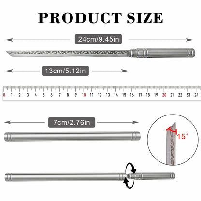 Stainless Steel Blade, Outdoor Portable Stainless Steel Mini Stick Fruit Knife, All Steel Fancy Letter Opener Envelope, Multipurpose Survival Tactical Knife 9.5 Inch