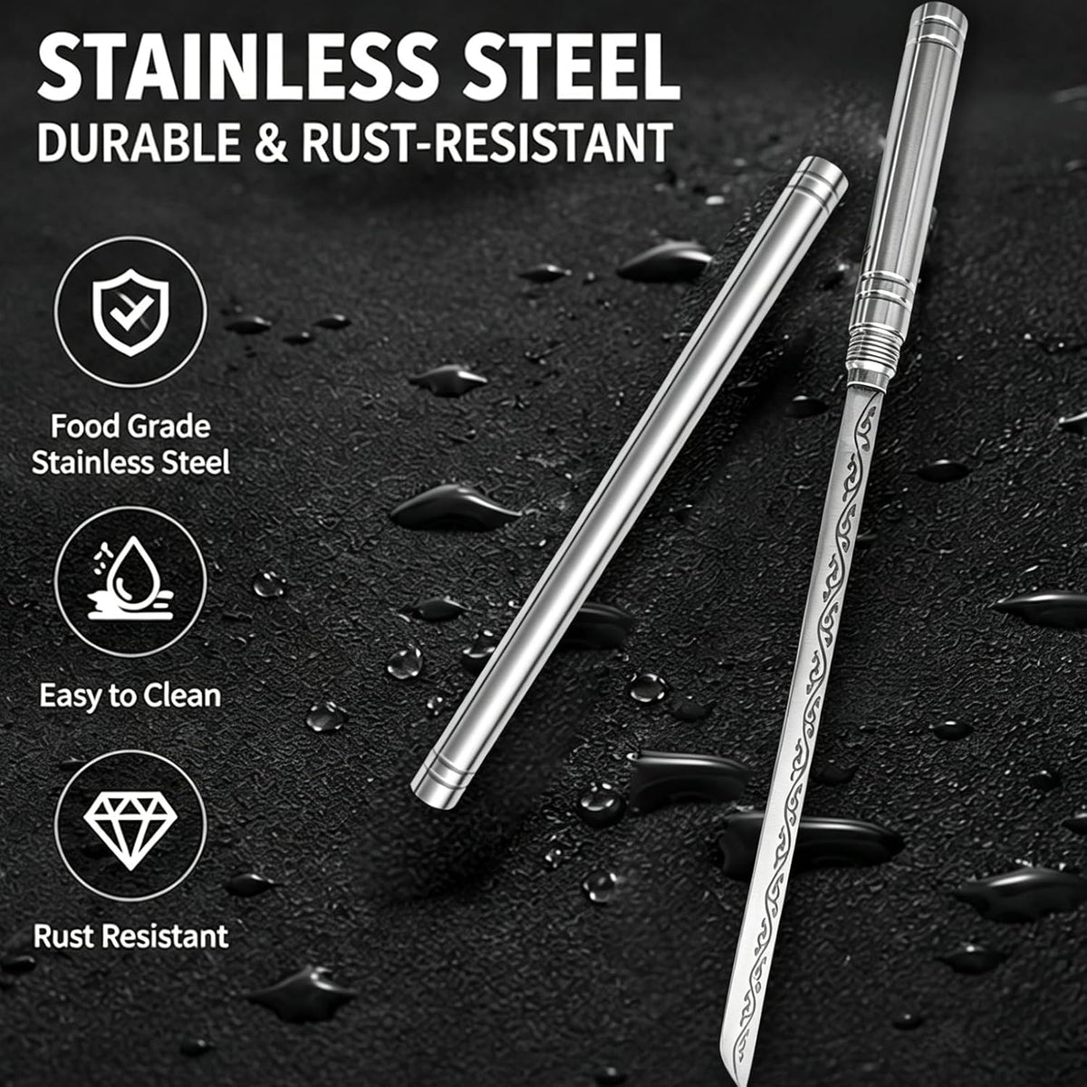 Stainless Steel Blade, Outdoor Portable Stainless Steel Mini Stick Fruit Knife, All Steel Fancy Letter Opener Envelope, Multipurpose Survival Tactical Knife 9.5 Inch