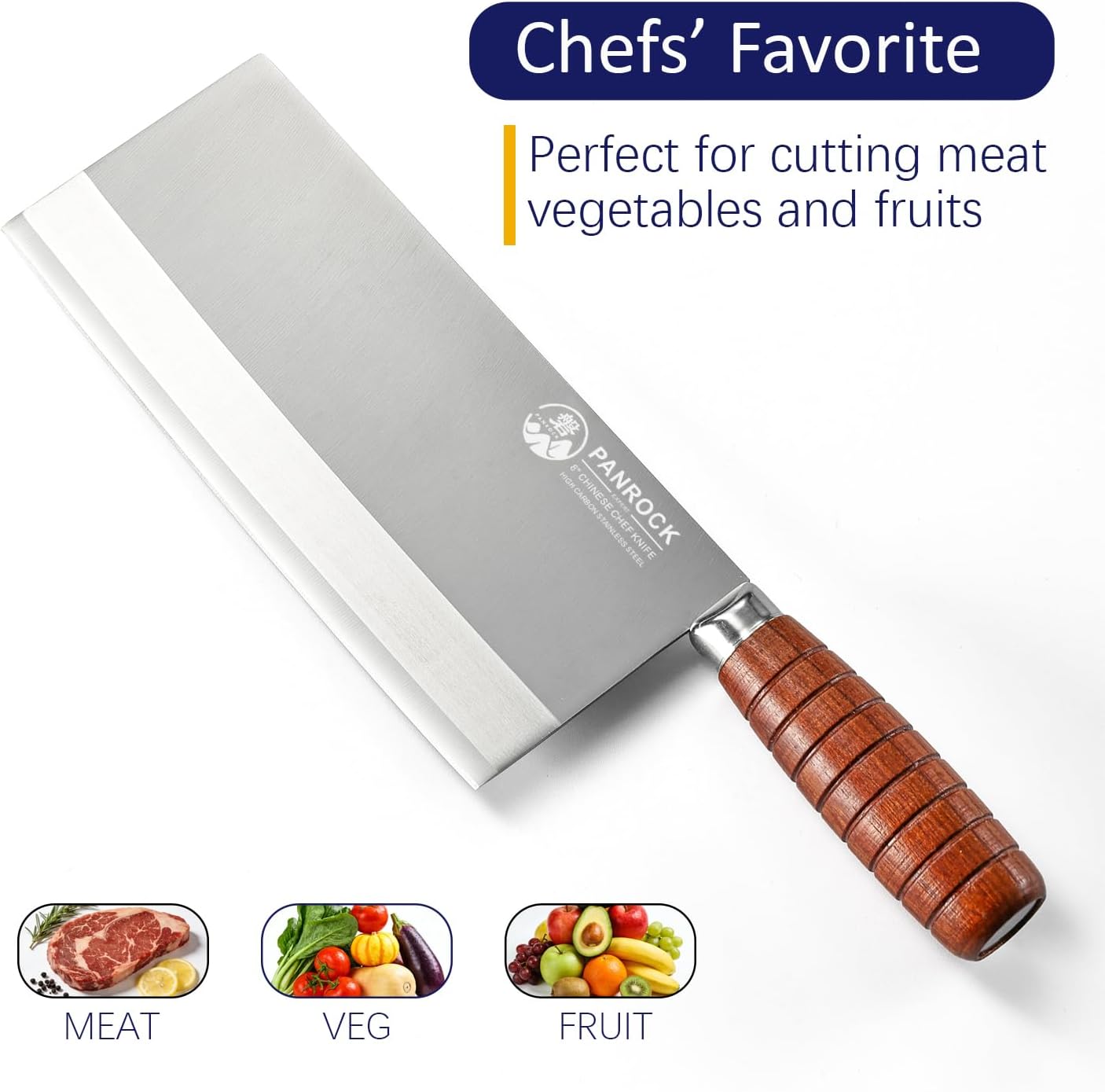 Meat Cleaver Knife 8 Inch, Professional Chinese Cleaver - Ultra Sharp High Carbon Steel Meat Knife with Ergonomic Rosewood Handle, Premium Gift Box