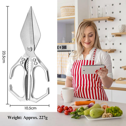 2-Piece Kitchen Scissors Set - Heavy Duty Poultry & Cooking Shears, High-Carbon Steel Meat Scissors for Chicken Bones/Seafood/Herbs, Ergonomic Handle Black & Silver