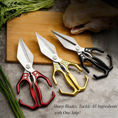 2-Piece Kitchen Scissors Set - Heavy Duty Poultry & Cooking Shears, High-Carbon Steel Meat Scissors for Chicken Bones/Seafood/Herbs, Ergonomic Handle Black & Silver