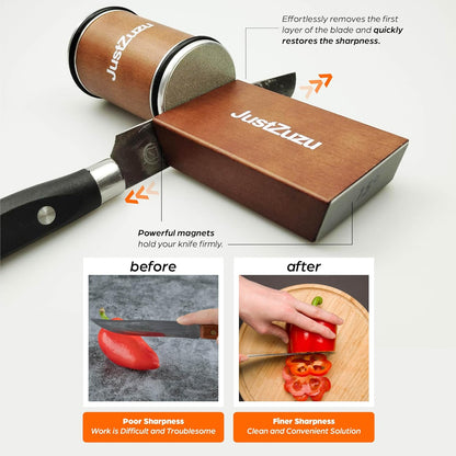 Rolling Knife Sharpener Kit – Premium Knife Sharpener Tool with Diamond and Ceramic Stones for All Steel Hardness, Adjustable Knife Sharpening Tool for 15 & 20 Degrees – Ideal for Kitchen Knives