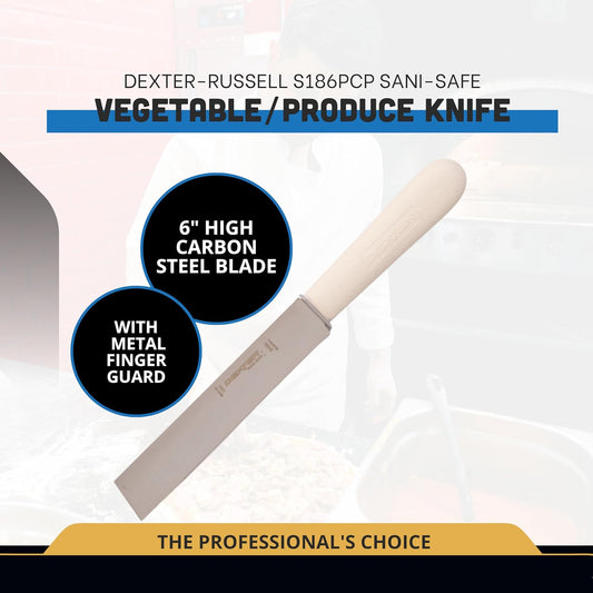 Sani-Safe 6" Vegetable/Produce Knife | S186PCP | High-Carbon Steel Blade | Slip-Resistant Polypropylene Handle | Professional Grade Kitchen Knife | Made in USA