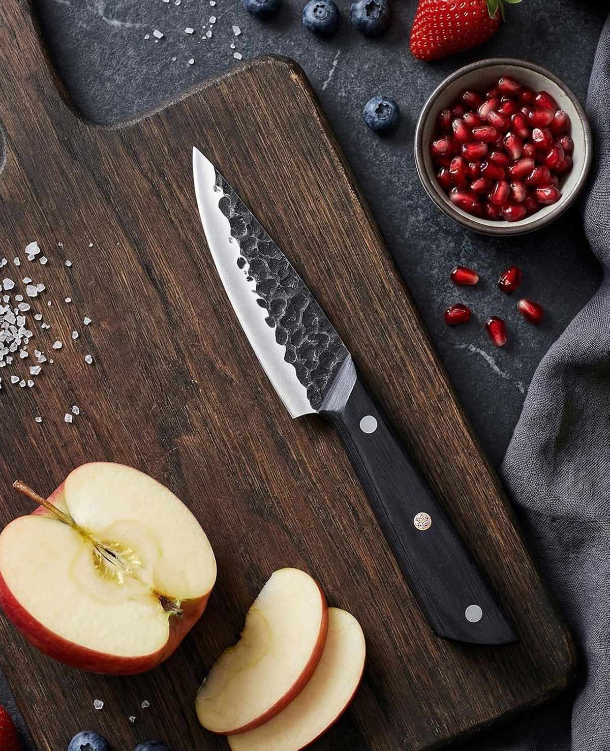 3.7 Inch Hand Forged Paring Knife with Gift Box for Men & Women | VG10 High Carbon 3-Layer Clad Steel Small Kitchen Knife, Ultra Sharp Full Tang for Peeling, Slicing & Delicate Prep