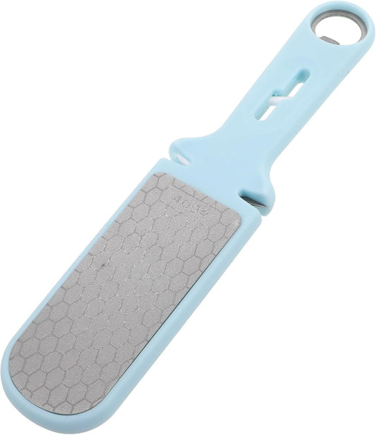 Stainless Steel Sharpening Stone round Shape Multifunctional Knife Sharpener with Holder Blue for Home Kitchen Gardening Pruner and Chisel Tools