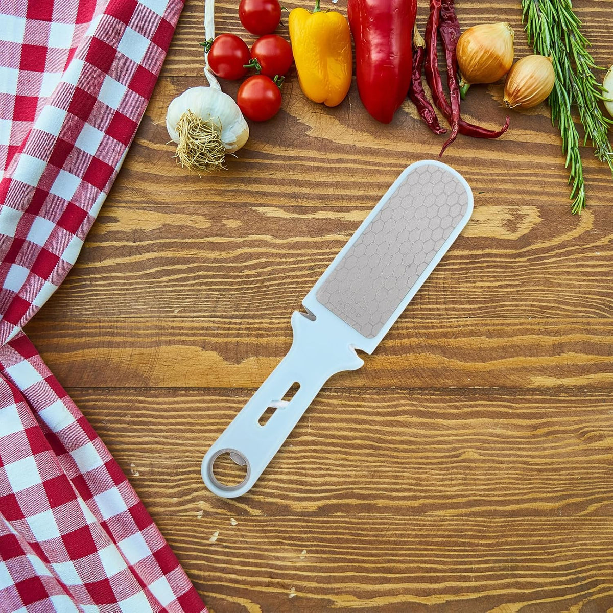 Stainless Steel Sharpening Stone round Shape Multifunctional Knife Sharpener with Holder Blue for Home Kitchen Gardening Pruner and Chisel Tools