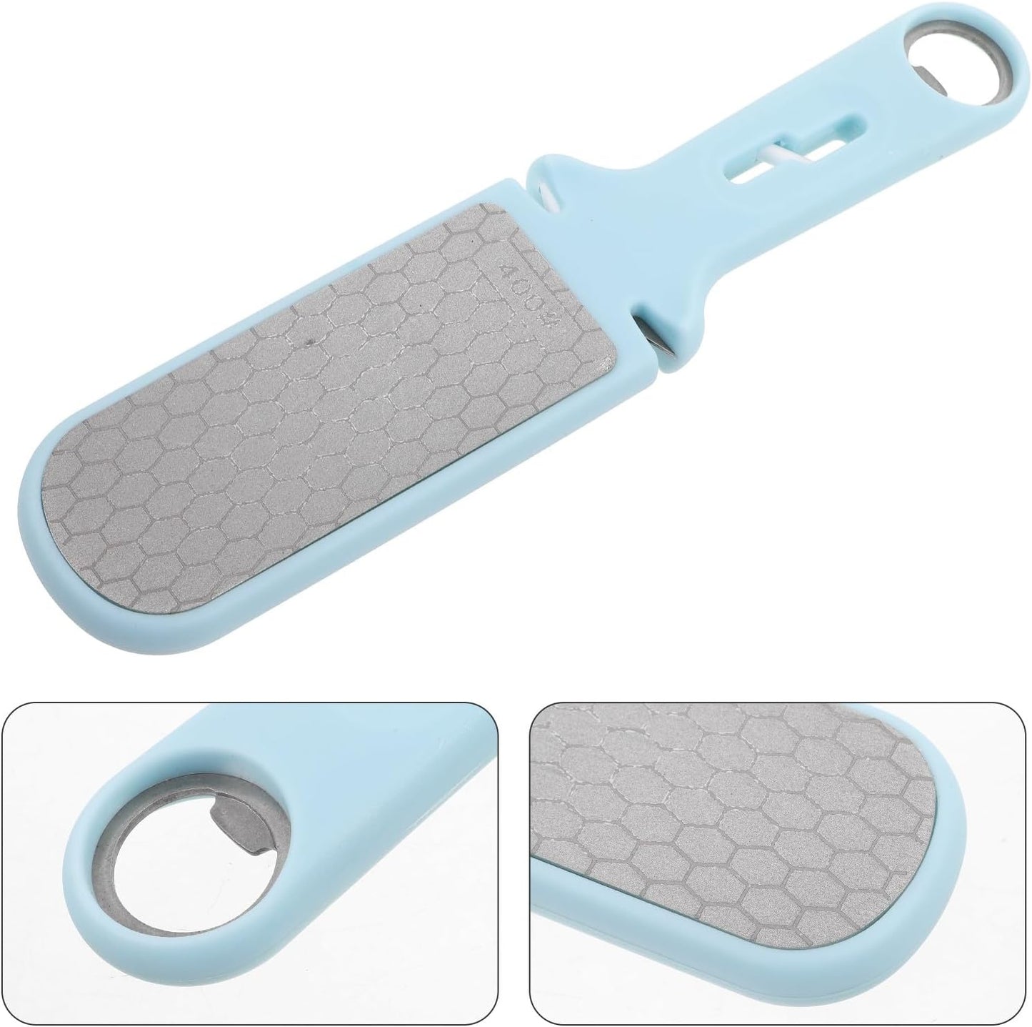 Stainless Steel Sharpening Stone round Shape Multifunctional Knife Sharpener with Holder Blue for Home Kitchen Gardening Pruner and Chisel Tools