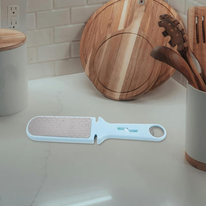 Stainless Steel Sharpening Stone round Shape Multifunctional Knife Sharpener with Holder Blue for Home Kitchen Gardening Pruner and Chisel Tools