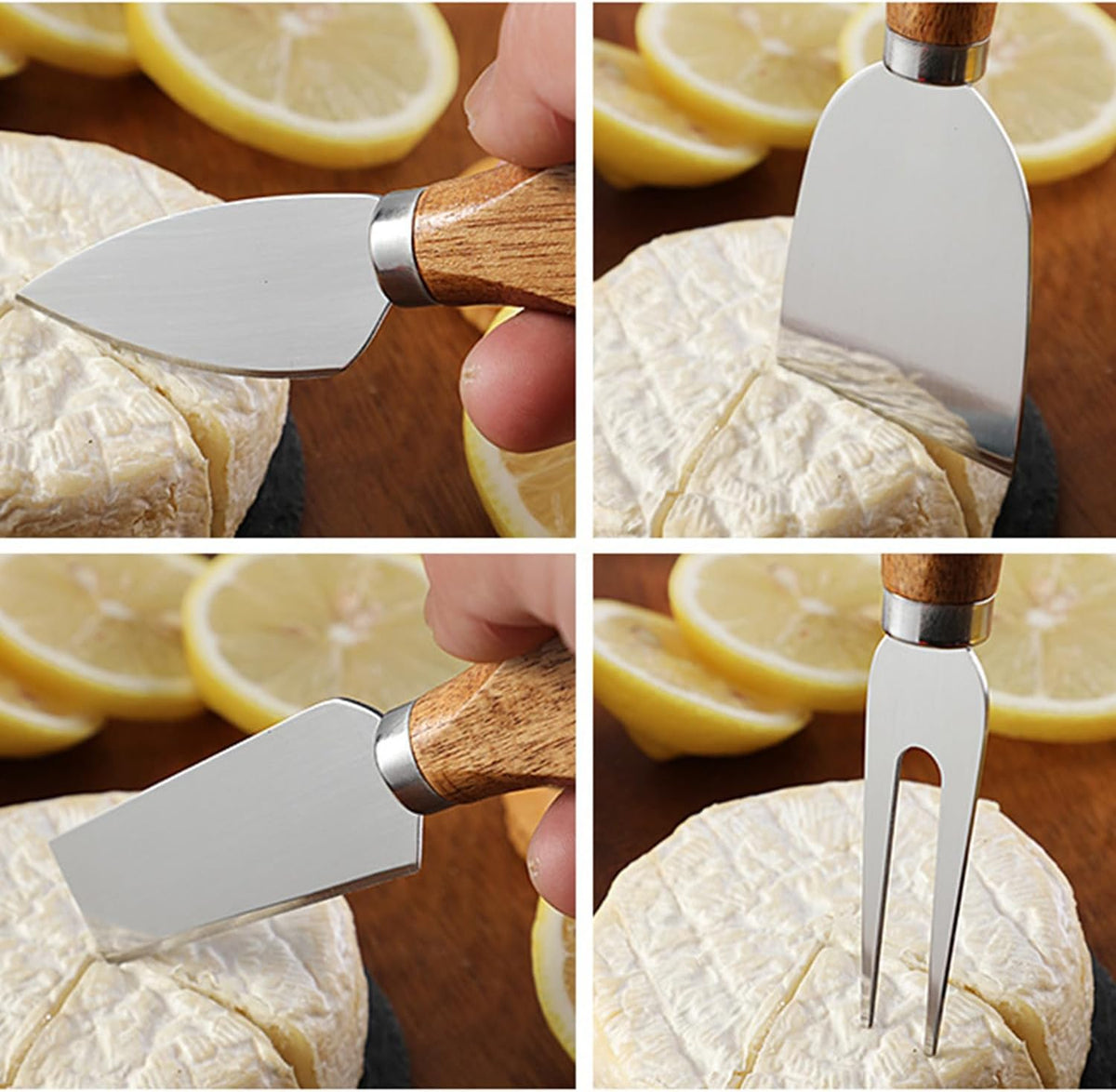 6-Piece Exquisite Cheese Knife Set, Stainless Steel Cheese Knives Spreader Knife Cheese Board Charcuterie Cheese Tools Wooden Handle Stainless Steel Slicer Cheese Knife Gift Set of 6