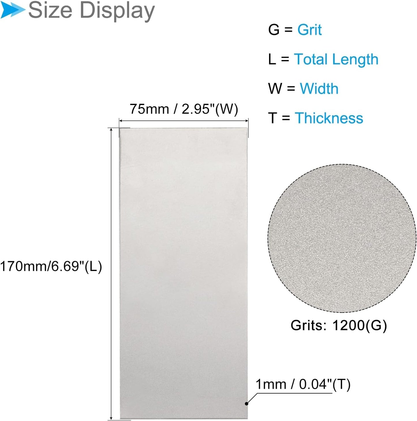 Diamond Whetstone Sharpening Stone, 2000 Grit 6.69" x 2.95" Total Size, Sharpener Abrasive Tool - (Applications: for Metal Grinding)